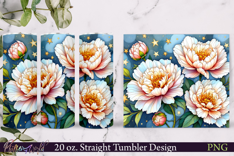 Floral Tumbler Wrap | Watercol Peonies Flowers