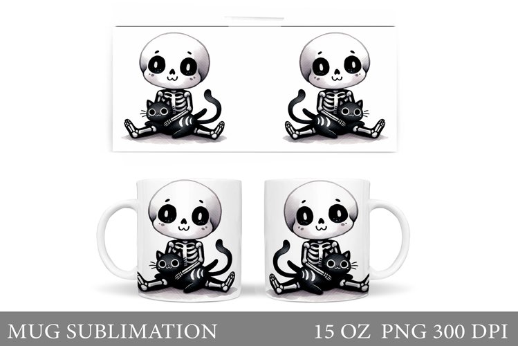 Funny Skeleton Mug Sublimation. Cute Skeleton Sublimation example image 1