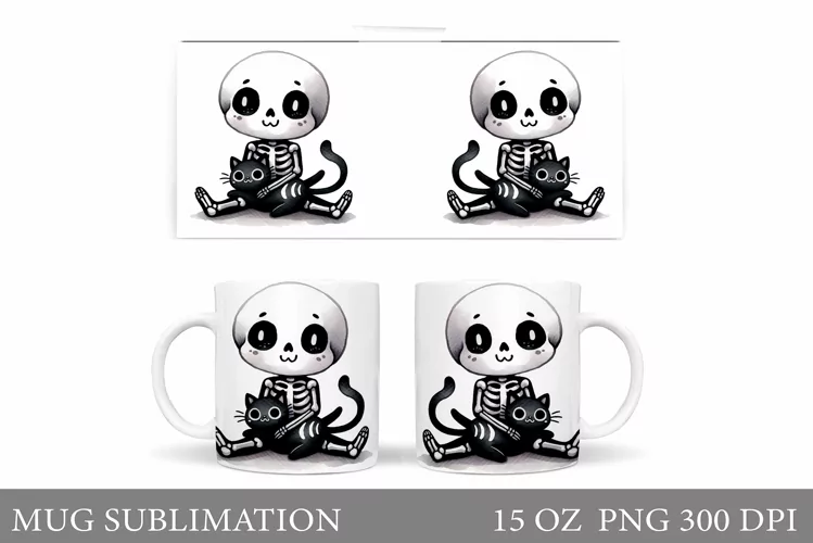 Funny Skeleton Mug Sublimation. Cute Skeleton Sublimation