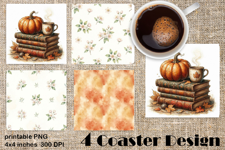 Pumpkin Spice Square Coaster PNG | Autumn Coffee