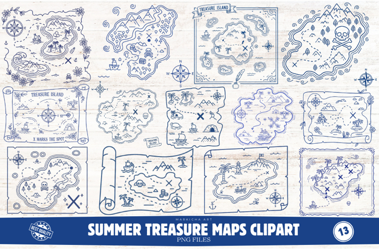 Summer Treasure Maps Clipart