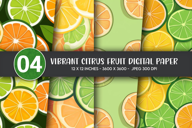 Vibrant Citrus Fruit Digital Paper