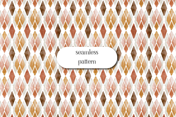 Watercolor Harlequin Seamless Pattern | Neutral Diamonds