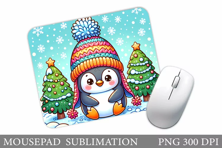 Cute Penguin Mouse Pad. Christmas Penguin Mouse Pad Design