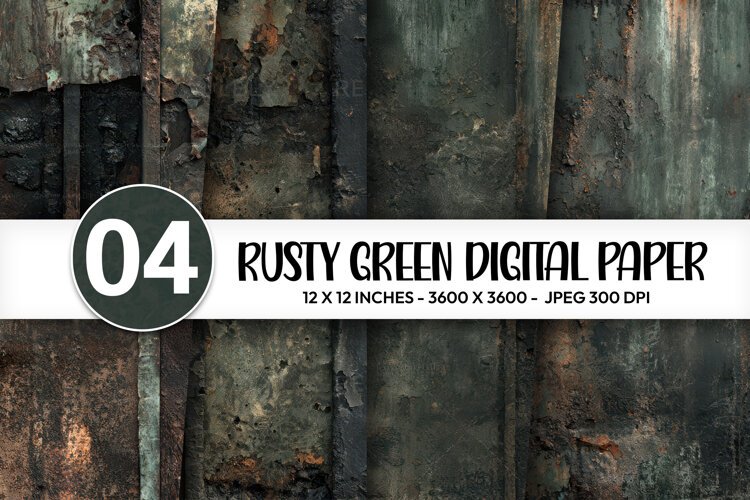 Rusty Green Digital Paper example image 1