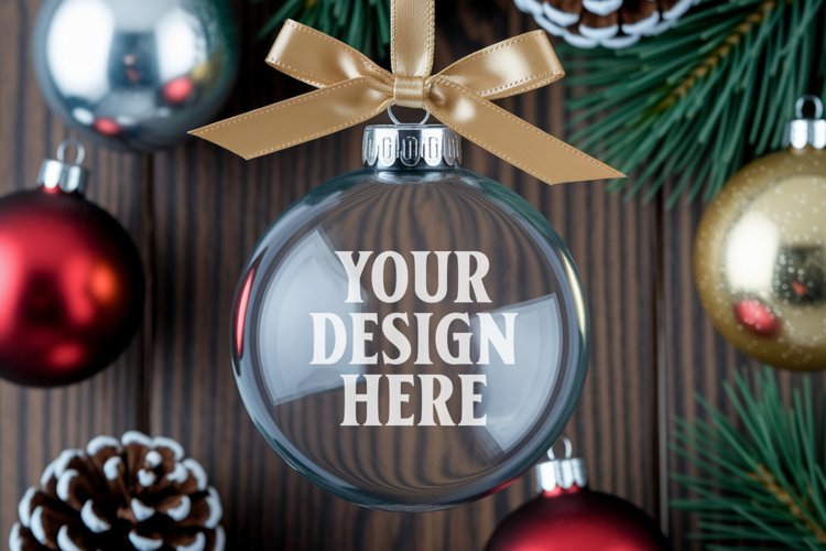 Acrylic Christmas Ornament Mockups | Clear Holiday Ornament