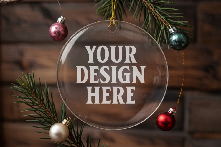 Acrylic Christmas Ornament Mockup , christmas ornament mocku