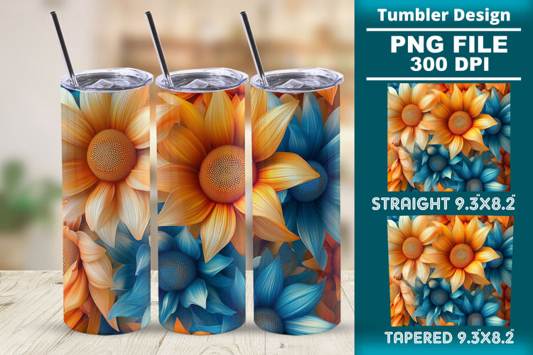 3D floral tumbler wrap design