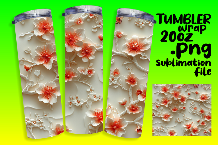 Unique 20oz Sublimation Design , 3D Flower