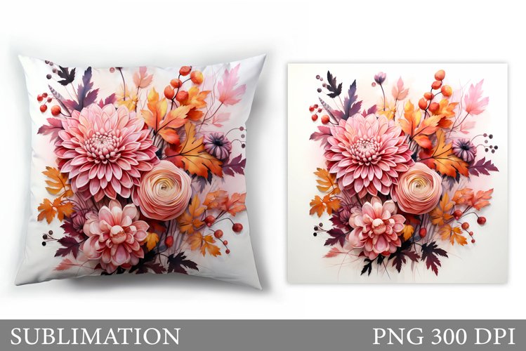 Floral Sublimation. 3D Flowers Pillow Sublimation example image 1