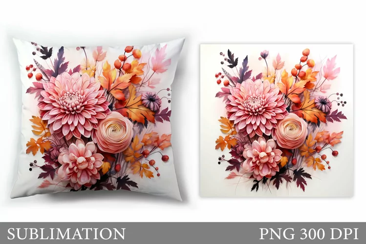 Floral Sublimation. 3D Flowers Pillow Sublimation
