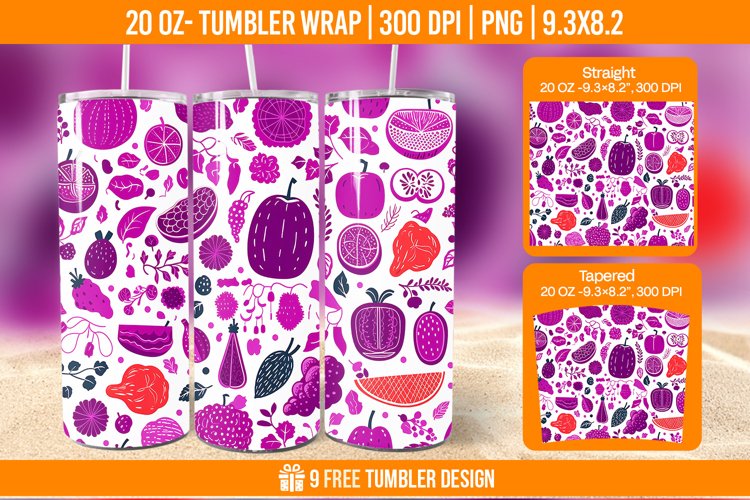 Vegetable Tumbler Wrap Designs, Sublimation Wrap