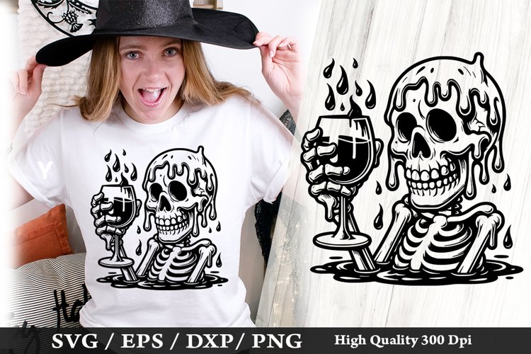 Melting Skeleton SVG Design - Skeleton T shirt Design example image 1