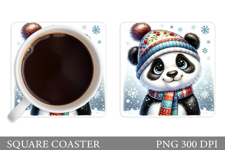 Christmas Panda Coaster. Christmas Coaster Sublimation example image 1