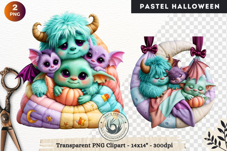 Cute Halloween Pastel characters Clipart sublimation