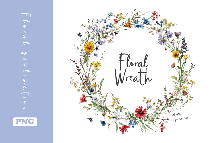 Watercolor Lovely Wildflower Wreath Clipart