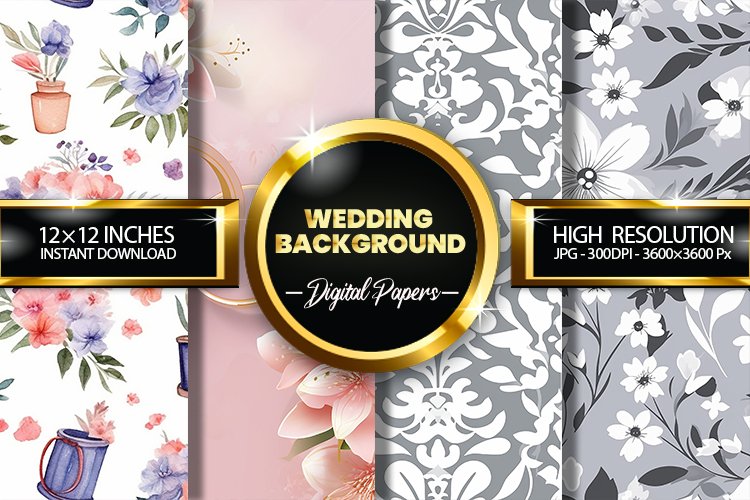 Wedding Background Digital Papers - 04 Variations