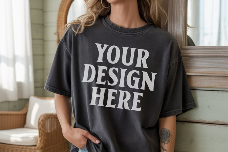 Black Tshirt Mockup Image 22
