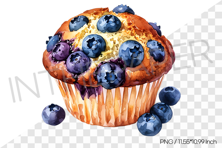 Blueberry muffin PNG Clipart Watercolor Dessert Illustration