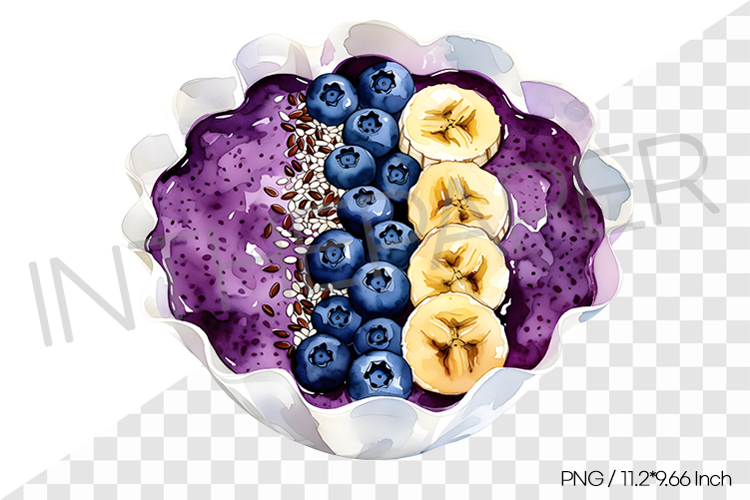 Blueberry bowl PNG Clipart Watercolor Dessert Illustration