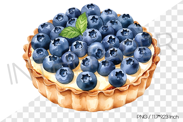 Blueberry tart PNG Clipart Watercolor Dessert Illustration