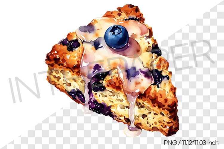 Blueberry scone PNG Clipart Watercolor Dessert Illustration