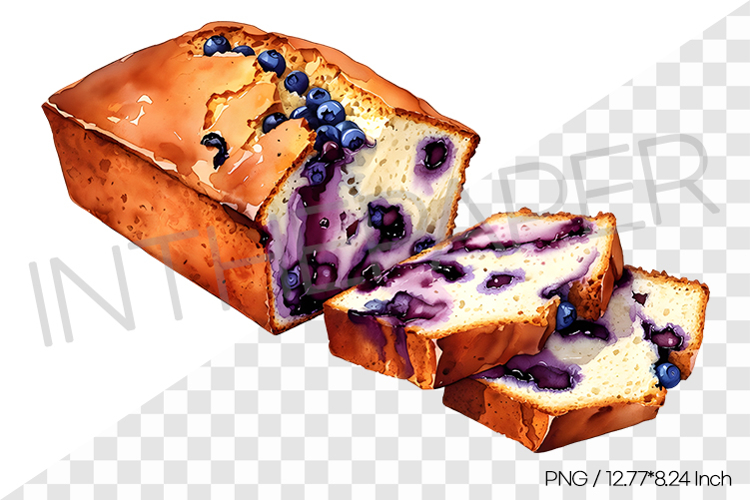 Blueberry pound cake PNG Clipart Watercolor Dessert Illust