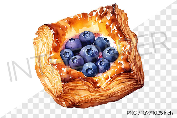 Blueberry Danish PNG Clipart Watercolor Dessert Illustration