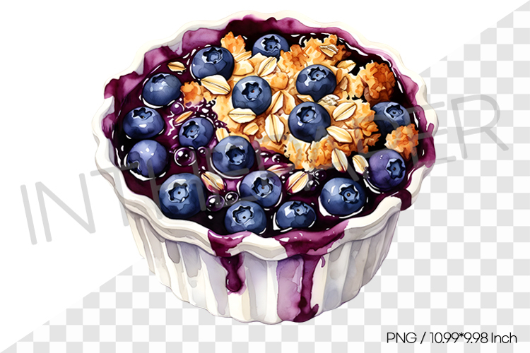 Blueberry crumble PNG Clipart Watercolor Dessert Illust