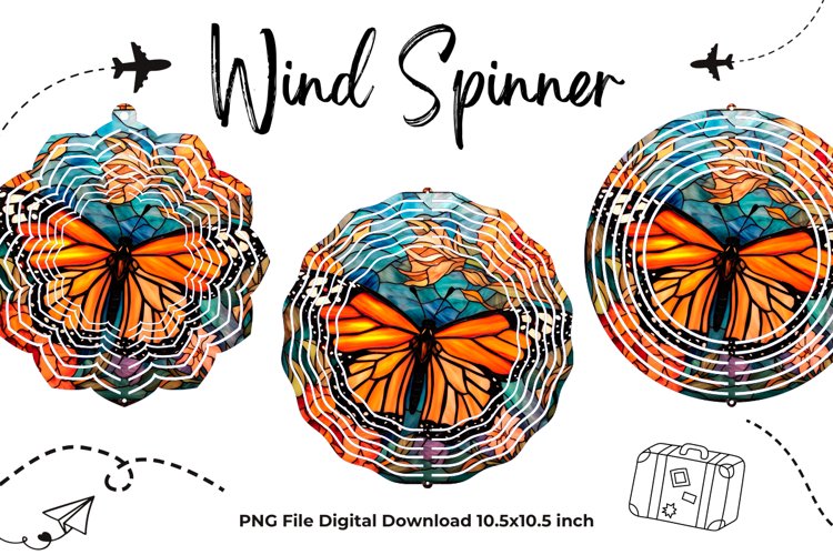 Butterfly Stained Glass Wind Spinner Template Sublimation