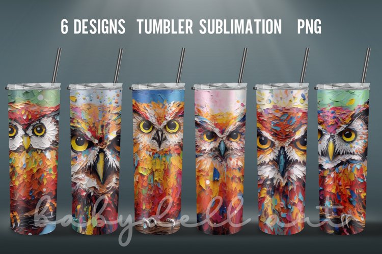 Owl Tumbler Wrap | Sublimation impasto painting tumbler Wrap