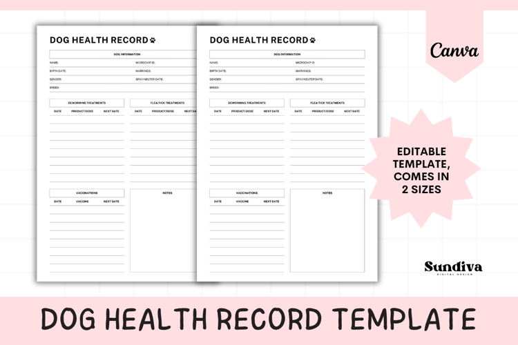 Dog Health Record Template 1