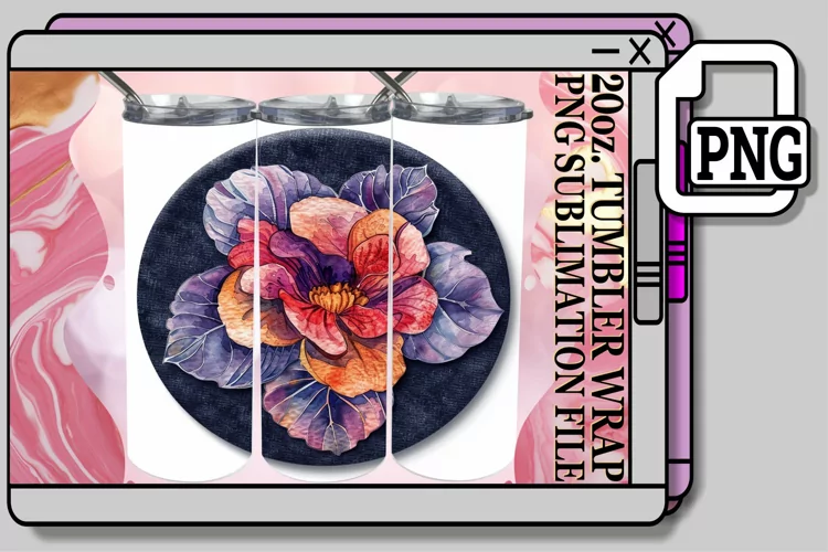 Spring Denim Blossom Tumbler Sublimation 20oz