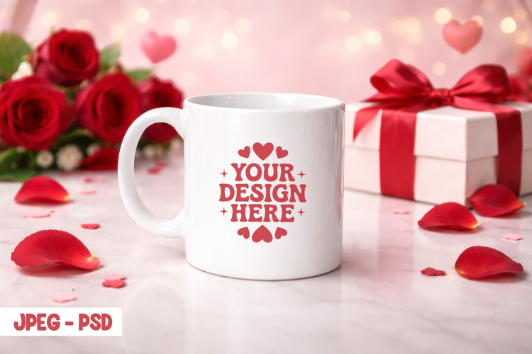 Valentine Gift Mug PSD JPEG Mockup