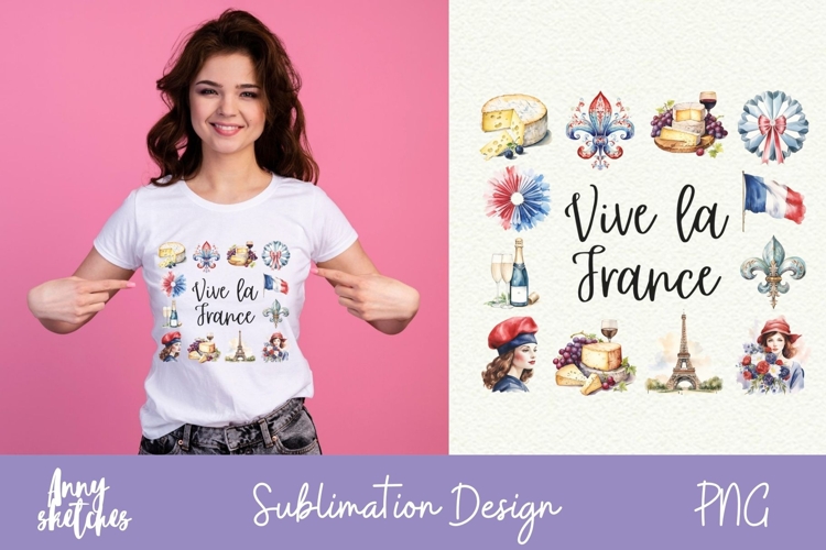 Vive La France French Patriotic Sublimation Design Paris PNG