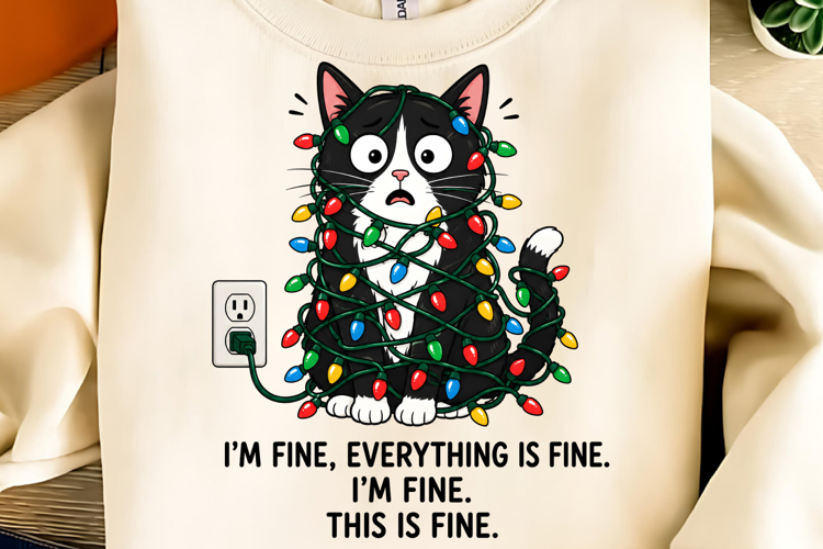 I'm Fine PNG, Christmas Sublimation Design, Funny Christmas