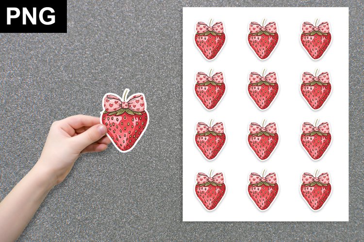Valentines Cherries with Coquette Bow Sticker , Cherrie