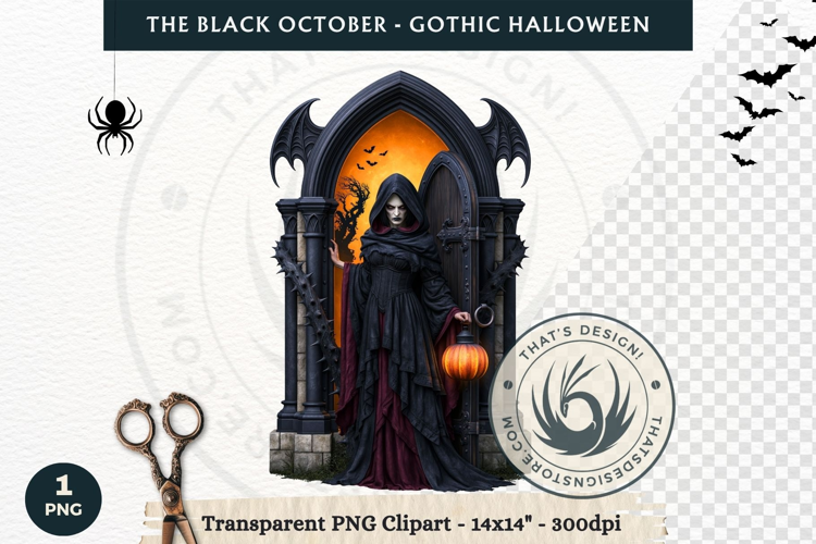 The Black October Gothic Halloween Clipart, Horror character