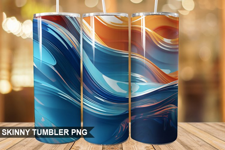 3D Wave Liquid PNG Tumbler Design