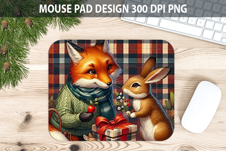 Christmas Rabbit Mouse Pad Sublimation - Animal PNG Design