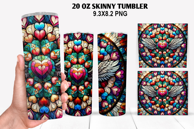 Valentine Skinny Tumbler 20oz Wrap Design, Valentine Tumbler