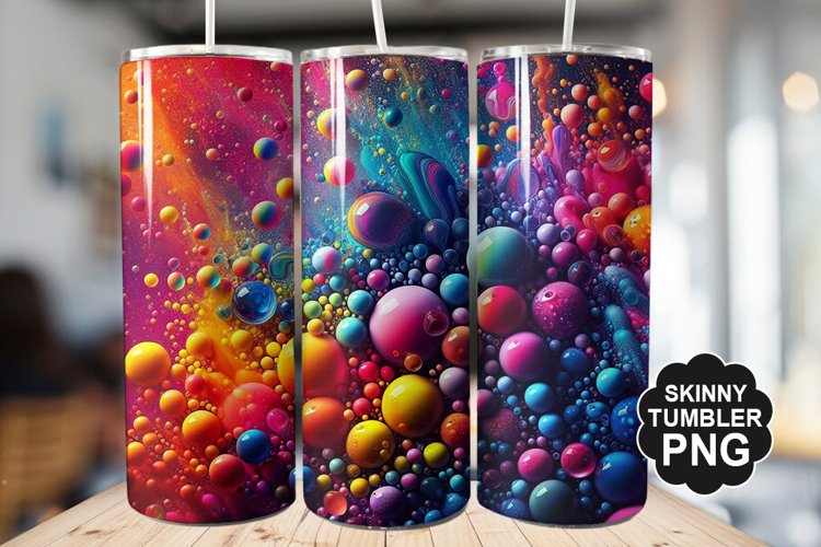 Colored Water Drops Tumbler Warp - Tumbler PNG Design
