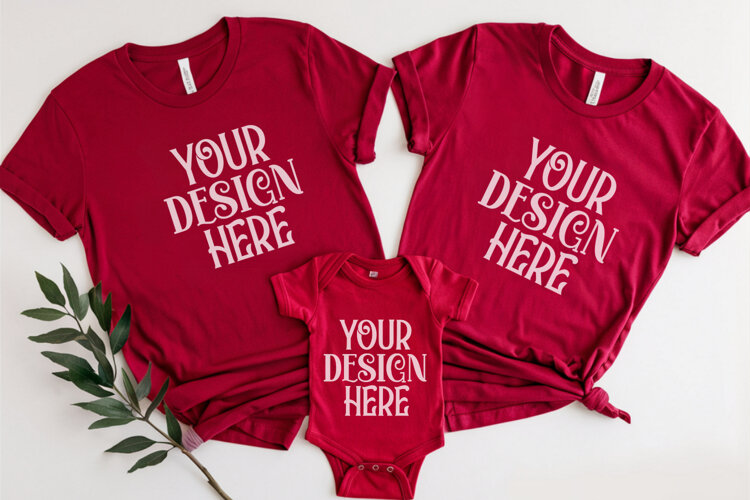 Christmas Family Matching Flat Lay T-Shirt Mockups example image 1