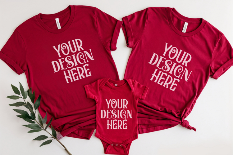Christmas Family Matching Flat Lay T-Shirt Mockups