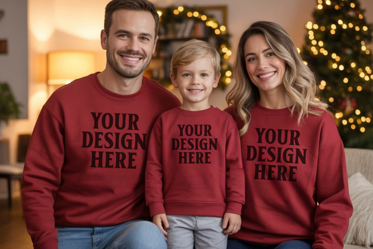 Christmas Family Matching T-Shirt Mockups | Holiday Group
