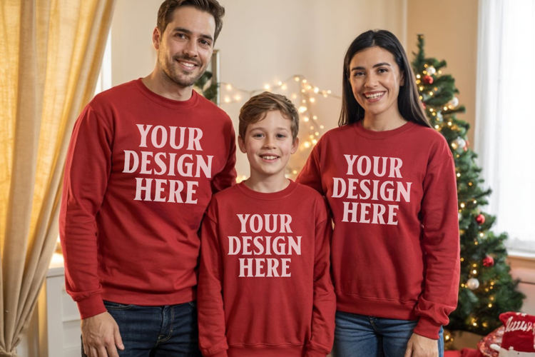 Christmas Family Matching T-Shirt Mockups | Holiday Group