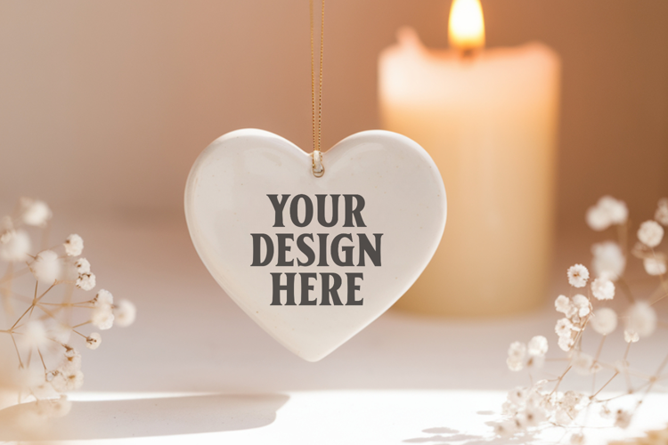 Heart Shaped Christmas Ornament Mockups | Frosted Glass Holi