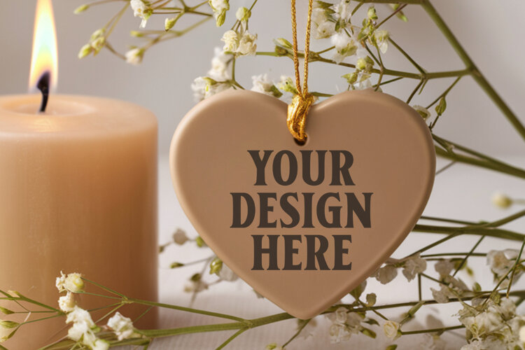 Holiday Love Heart Ornament Mockups | Romantic Christmas Tre example image 1