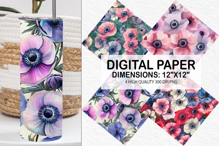 Anemone Flower Digital Paper - Flower Background