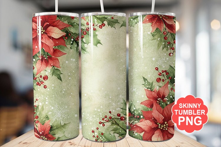 Christmas Flowers Tumbler | Christmas Tumbler Wrap
